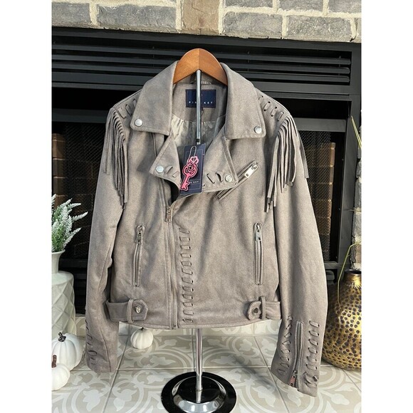 Pink Key Faux Suede Jacket - Picture 1 of 8
